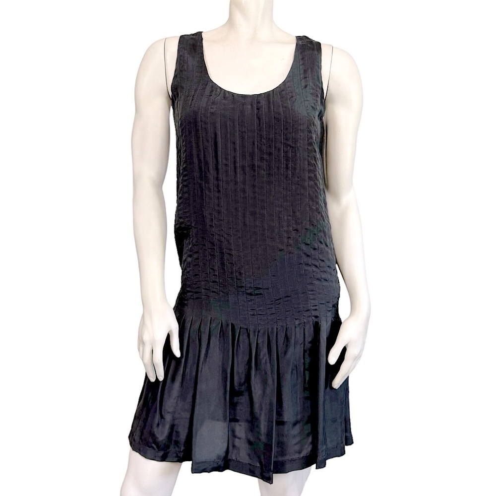 REVOLVE | BAILEY 44 Black Silky Drop Waist Pleated Mini Tank Dress